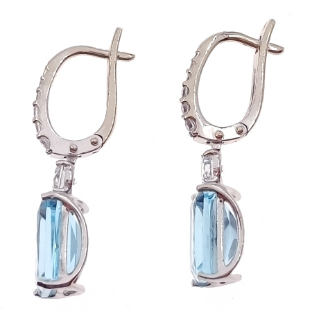 Серьги из золота 585 пробы с топазом и фианитом