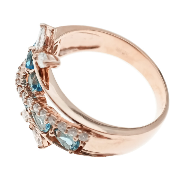 Кольцо из золота 585 пробы с бриллиантами, топазом