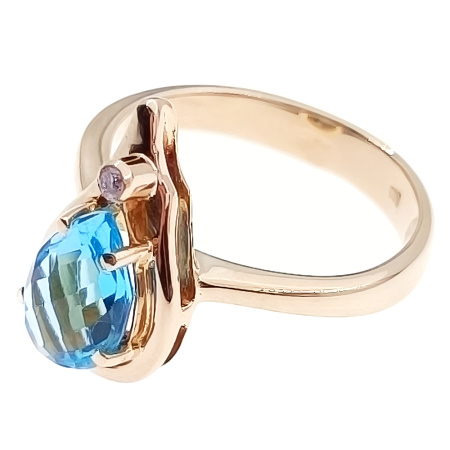 Кольцо из золота 585 пробы с бриллиантом и топазом