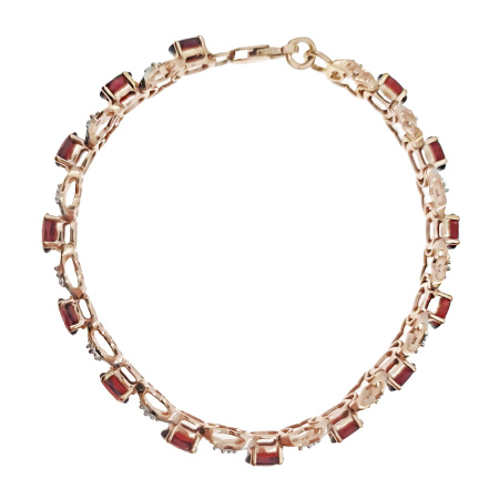 Браслет из золота 585 пробы с гранатом и фианитом