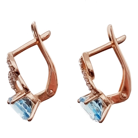 Серьги из золота 585 пробы с топазом и фианитом
