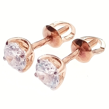 Пусеты из золота 585 пробы с фианитом