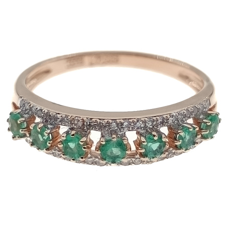 Кольцо из золота 585 пробы с бриллиантами и изумрудом