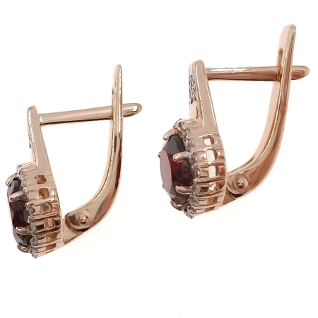 Серьги из золота 585 пробы с гранатом и фианитом