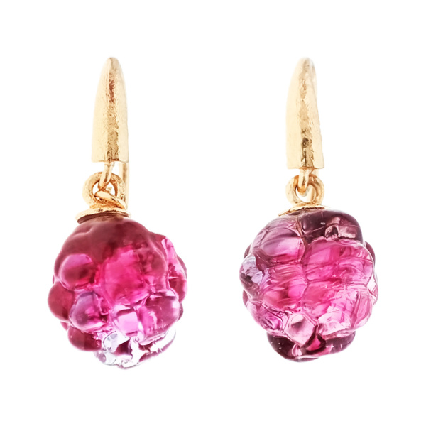 Серьги из золота 750 пробы с корундом с.