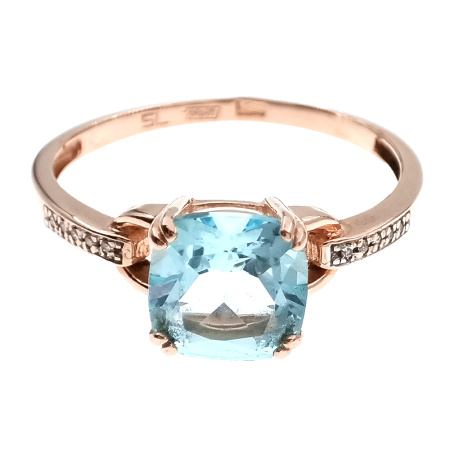 Кольцо из золота 585 пробы с бриллиантами и топазом