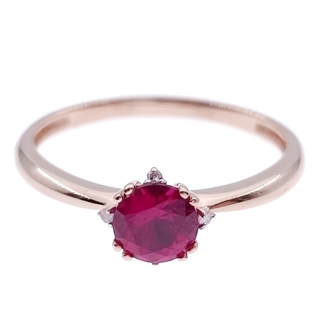 Кольцо из золота 585 пробы с бриллиантами и рубином с.