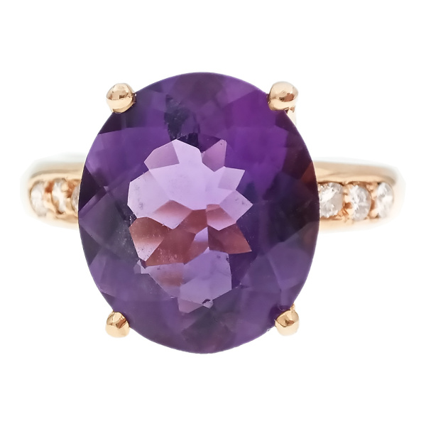 Кольцо из золота 750 пробы с бриллиантами и аметистом