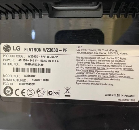 Монитор LG Flatron W2363D 23,0" 120 гц