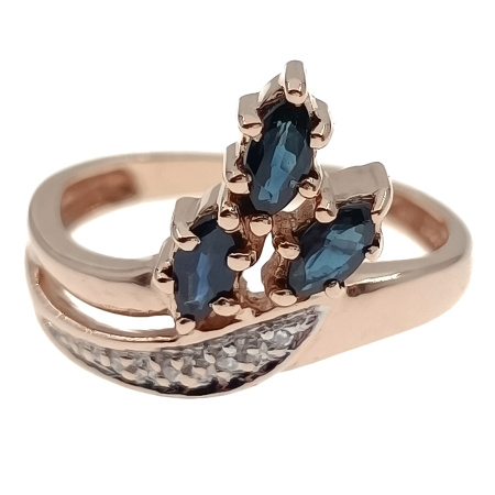 Кольцо из золота 585 пробы с бриллиантами и сапфиром