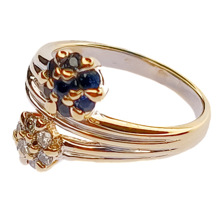 Кольцо из золота 750 пробы с бриллиантами и сапфиром