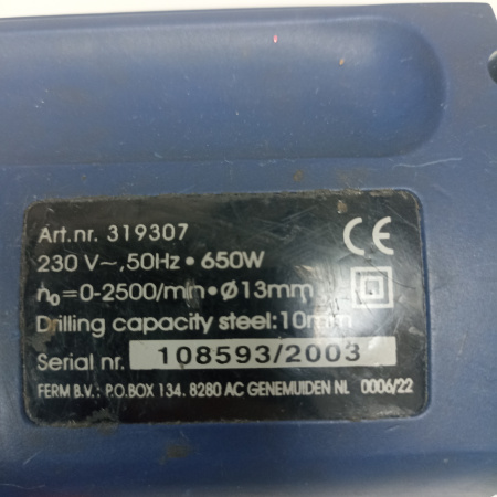 Дрель FERM Ferm FPD-13/650T