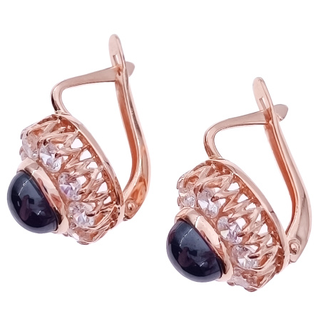 Серьги из золота 585 пробы с корундом с. и фианитом