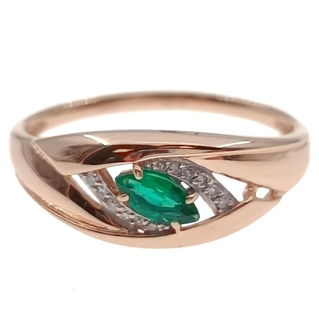 Кольцо из золота 585 пробы с бриллиантами и изумрудом с.