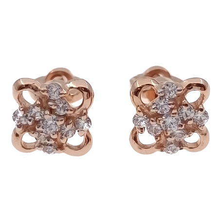 Пусеты из золота 585 пробы с фианитом