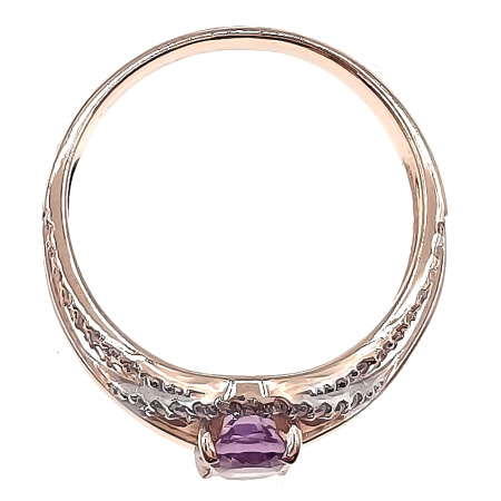 Кольцо из золота 585 пробы с аметистом и фианитом