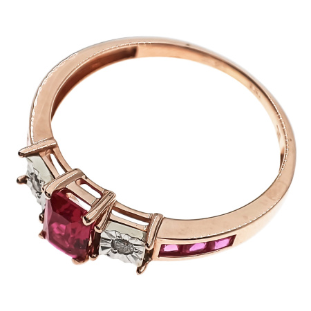 Кольцо из золота 585 пробы с бриллиантами и рубином с.