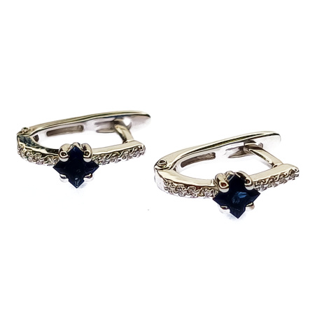 Серьги из золота 585 пробы с бриллиантами и сапфиром