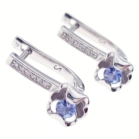 Серьги из золота 585 пробы с танзанитом и бриллиантами