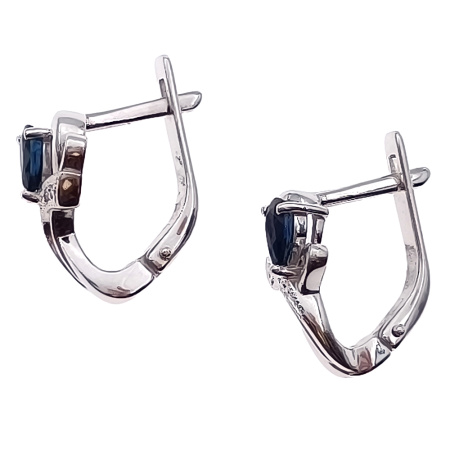 Серьги из золота 585 пробы с сапфиром и бриллиантами