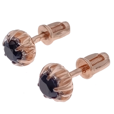 Пусеты из золота 585 пробы с бриллиантами и сапфиром с.