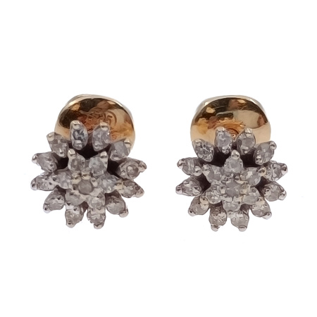 Пусеты из золота 585 пробы с бриллиантами