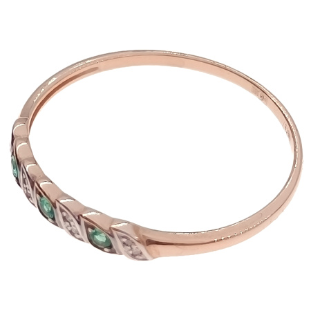 Кольцо из золота 585 пробы с бриллиантами и изумрудом