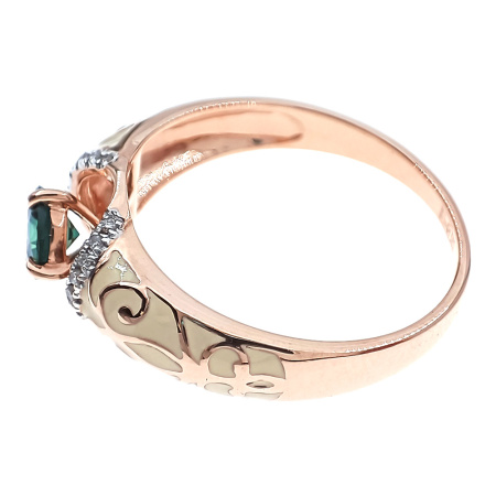 Кольцо из золота 585 пробы с бриллиантами, эмалью и топазом