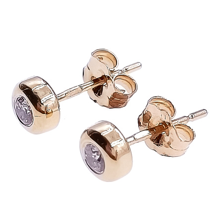 Пусеты из золота 585 пробы с бриллиантами