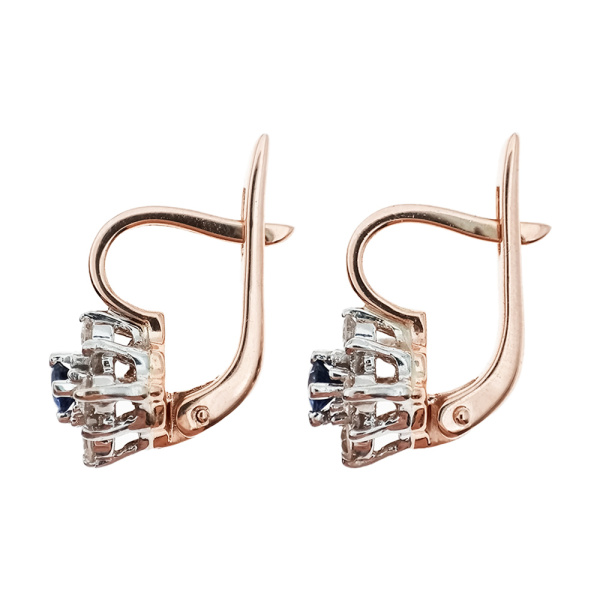 Серьги из золота 585 пробы с бриллиантами, корундом с.