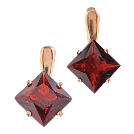 Серьги из золота 585 пробы с гранатом