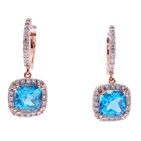 Серьги из золота 585 пробы с бриллиантами и топазом