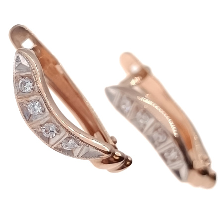 Серьги из золота 585 пробы с фианитом