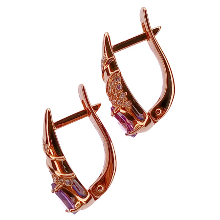 Серьги из золота 585 пробы с фианитом