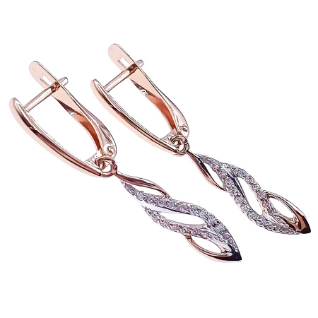 Серьги из золота 585 пробы с фианитом
